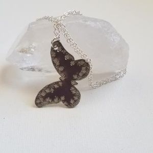 Pewter Stamped Butterfly Necklace